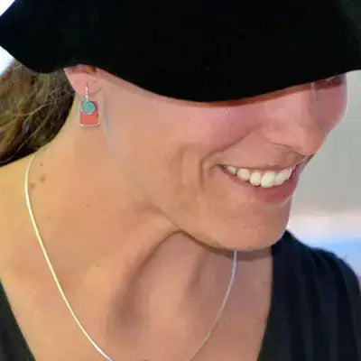 Shelby - Ford & Jeep earrings featuring 64 Ford Fairlane white and 55 Jeep Willys red paint with silver ear wires.