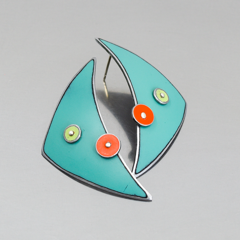 Darcy - Chevy, Plymouth, Ford earrings with turquoise, light green, and orange original car paint and silver posts.