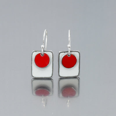 Shelby - Ford & Jeep earrings with 64 Ford Fairlane white and 55 Jeep Willys red original paint and silver ear wires