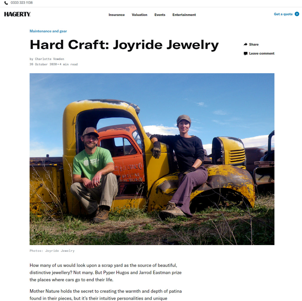 HAGERTY article about jewelry made from cars