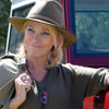 Woman wearing Addy - Jeep & Ford ring and necklace featuring red Jeep Willys and white Ford Fairlane car paint.