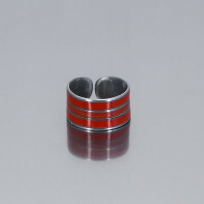 Doreen - Mercury Monterey ring with original car paint, adjustable size 7 to 7.5, 3/8 inch wide band.