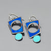 Bernadine - Ford & Dodge earrings with blue 75 Ford and turquoise 58 Dodge D100 paint, sterling silver hooks.