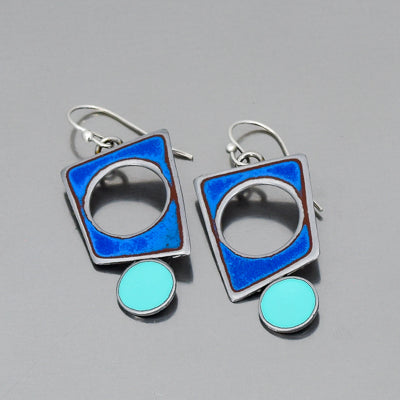 Bernadine - Ford & Dodge earrings with blue 75 Ford and turquoise 58 Dodge D100 paint, sterling silver hooks.