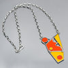 Lottie - Ford necklace with orange and yellow Ford F150 paint pendant on oxidized sterling silver chain.