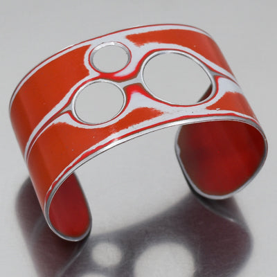 Elwood - Jeep Willys bracelet featuring original 55 Jeep Willys Station wagon paint, adjustable size, bold orange design.