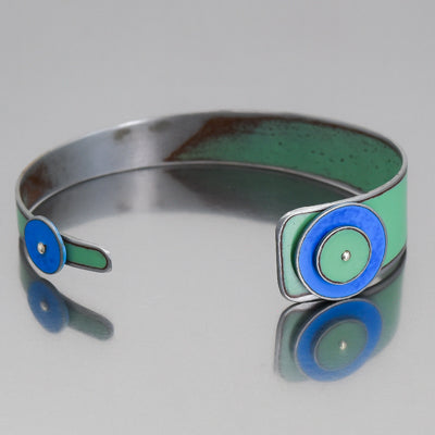 Billie - Dodge & Ford bracelet made from 75 Dodge forest service truck paint with blue accents adjustable wrist size.