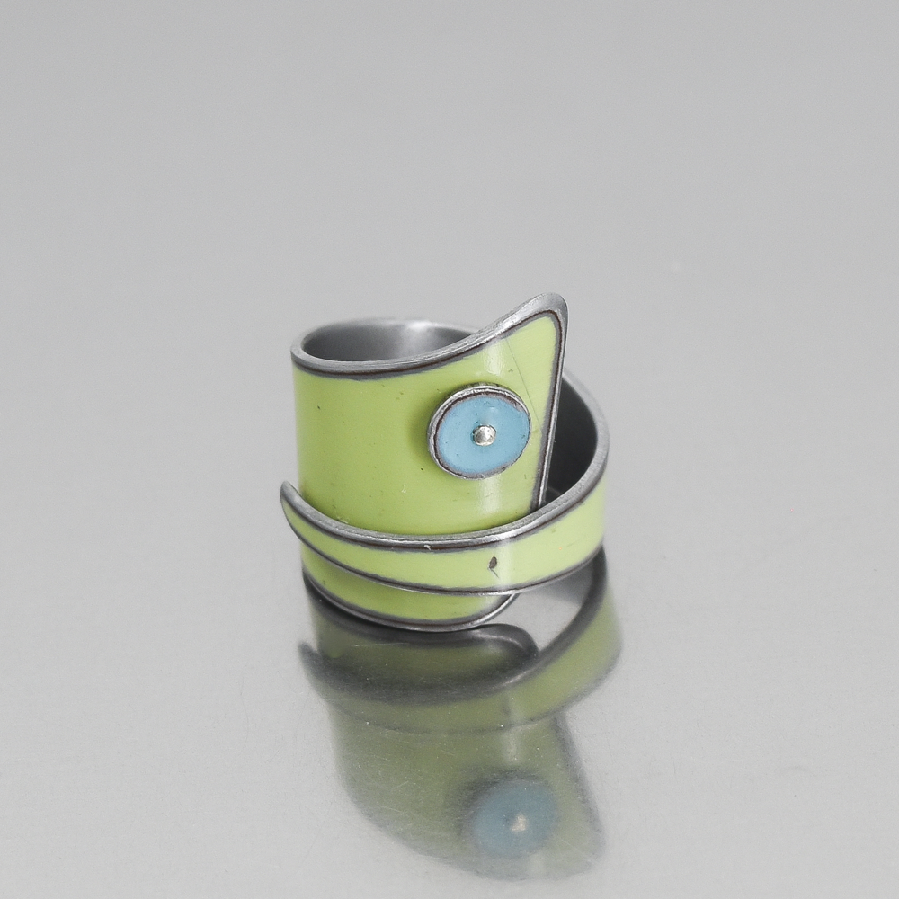 Eldon - Plymouth & Ford ring featuring original green 73 Plymouth Satellite paint with turquoise 64 Ford Thunderbird detail.