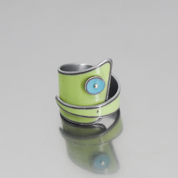 Eldon - Plymouth & Ford ring featuring original green 73 Plymouth Satellite paint with turquoise 64 Ford Thunderbird detail.