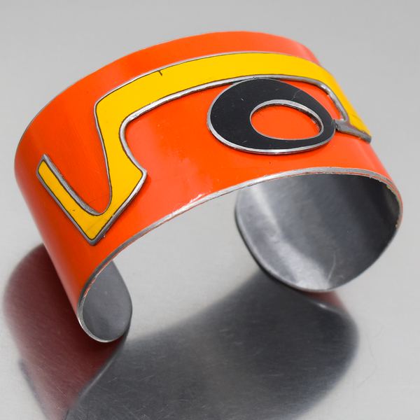 Vern - Ford cuff bracelet featuring 74 Ford F150 original orange paint, adjustable 1 3/8" wide wristband.