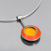 Mildred - Ford pendant featuring original 74 Ford orange and 72 Ford yellow paint on sterling silver cable.