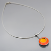Mildred - Ford necklace pendant with original 74 Ford orange car paint on sterling silver cable.