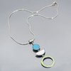 Beverly - Ford & Plymouth necklace with turquoise, white, and green car paint pendants on sterling silver chain.