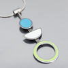 Beverly - Ford & Plymouth pendant necklace with turquoise, white, and green original car paint on sterling silver chain