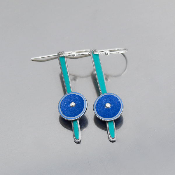 Beatrice - Ford earrings with turquoise and blue original car paint on sterling silver ear wires.