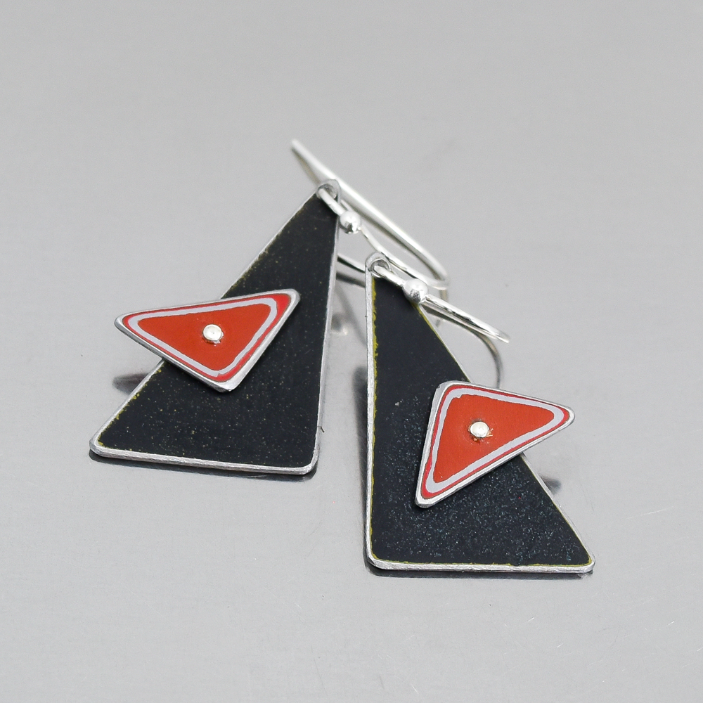 Leola- GMC & Jeep earrings featuring black 68 GMC and red 55 Jeep Willys with sterling silver ear wires.