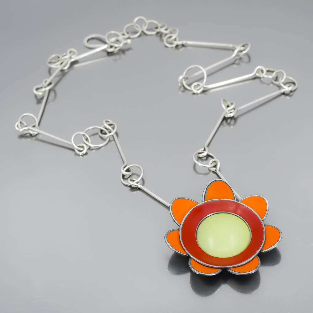 Erma - AMC, Mercury, Plymouth pendant necklace with original car paint on oxidized sterling silver chain.