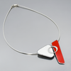 Hazel - Ford necklace with 64 Ford Fairlane white and 61 Ford Falcon red original car paint pendant on silver cable.