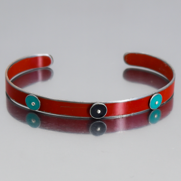 Emril - Ford & GMC bracelet in red with turquoise and black accents, adjustable 1/4" wide wristband.