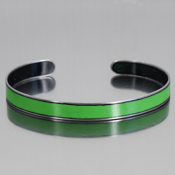 Aldon - Ford Bronco green enamel adjustable bracelet with original 78 Ford Bronco car paint finish.