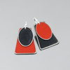 Jean - GMC & Ford earrings made from original 68 GMC black and 61 Ford Falcon red car paint with silver ear wires