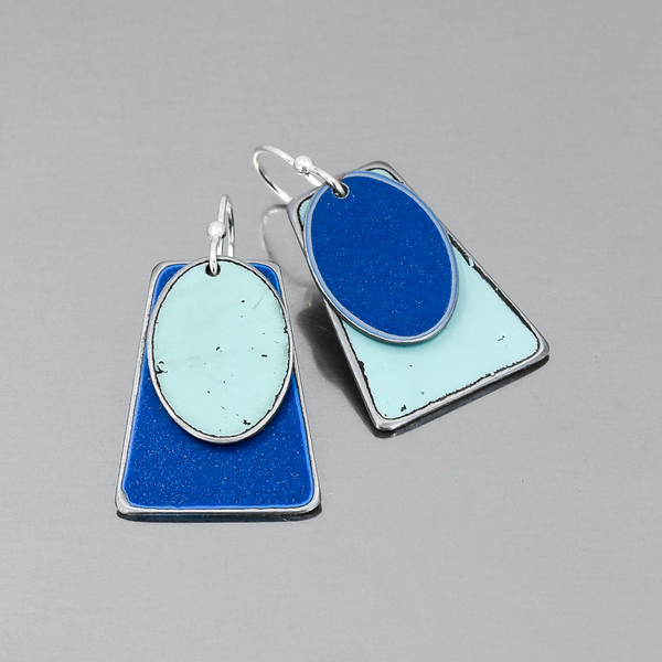 Jean - Ford & AMC earrings featuring blue and turquoise original car paint with sterling silver ear wires.