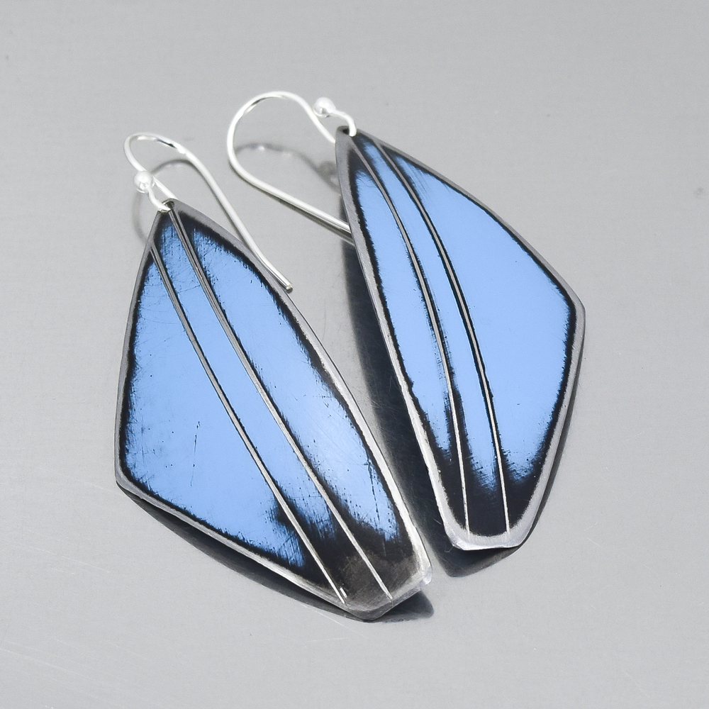 Eloise - Chevy pickup earrings featuring 72 Chevy pickup original paint with sterling silver ear wires.