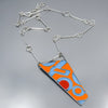 Pendant necklace with orange, blue, and red car paint from vintage International Scout and Ford Falcon on sterling silver chain
