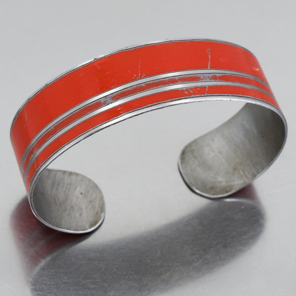 Adjustable 5/8 inch wide cuff bracelet made from 1969 Mercury Monterey car paint with silver stripe details