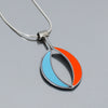 Sterling silver pendant necklace with orange 74 Ford F150 and turquoise 64 Ford Fairlane car paint details