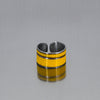 Silver ring with yellow enamel stripes made from original 72 Ford pickup painted steel, adjustable size band