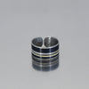 Silver adjustable ring with black and silver stripes made from original 2021 Mercedes Sprinter van paint