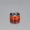 Silver adjustable ring with bright orange painted steel inlay from a 74 Ford F150 pickup truck