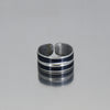 Adjustable silver ring with three black stripes made from 2021 Mercedes Sprinter van original car paint
