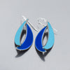 Silver earrings with blue and turquoise enamel made from 1975 Ford pickup and 1964 Ford Fairlane paint