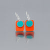 Sterling silver earrings with bright orange and turquoise enamel from 1974 Ford F150 and 1965 Ford Econoline van paint