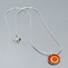 Clara - Ford pendant necklace with red and yellow recycled Ford car paint on sterling silver snake chain