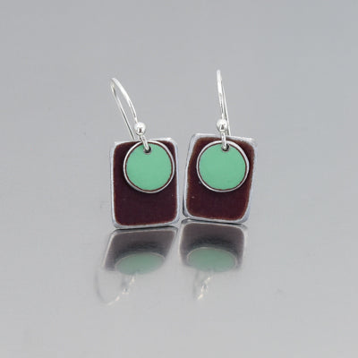 Shelby - Mercury & Dodge earrings with dark purple and green original car paint on sterling silver ear wires