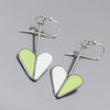Laverne - Plymouth & Ford earrings with green and white original car paint and sterling silver ear wires.