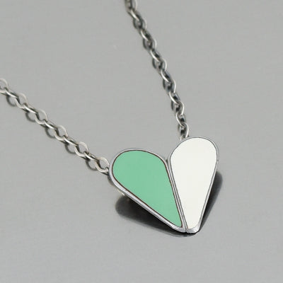 Greta - Dodge & Ford pendant necklace with green and white car paint on oxidized sterling silver chain.