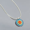 Clara - Ford & Plymouth pendant necklace with turquoise, green, and orange original car paint on sterling silver chain by Joyride Jewelry