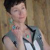Maggie - Jeep & Ford turquoise and green pendant necklace with sterling silver cable, model wearing at 18 inches.