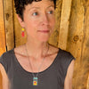 Addie - Ford earrings featuring 72 Ford pickup yellow and 69 Ford Maverick red paint on sterling silver wires.