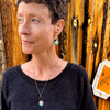 Winifred - Pontiac, Plymouth, Ford earrings and necklace made from original car paint and sterling silver wires.