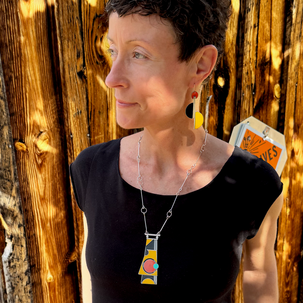 Ollie - Ford & GMC necklace and earrings made from original 74 Ford, 68 GMC, and 72 Ford truck paint.